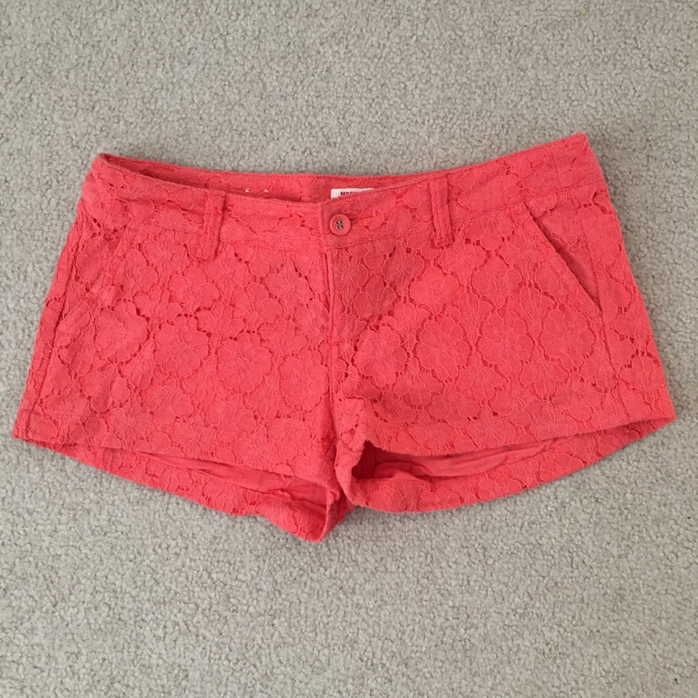 Orange Crochet Lace Shorts